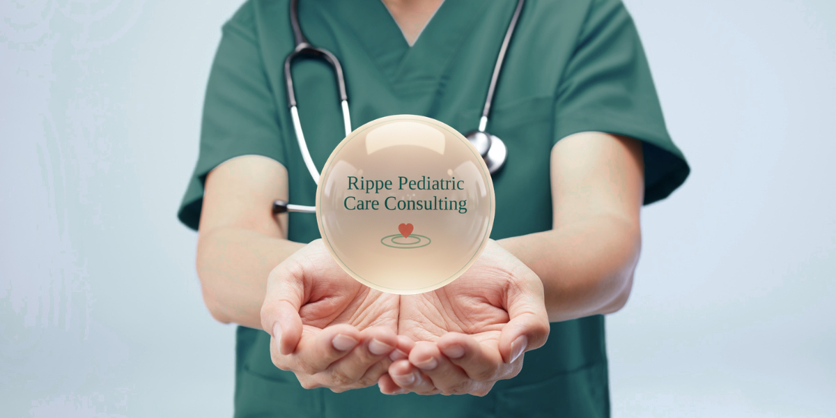 A nurse cradling the Rippe logo in her hands