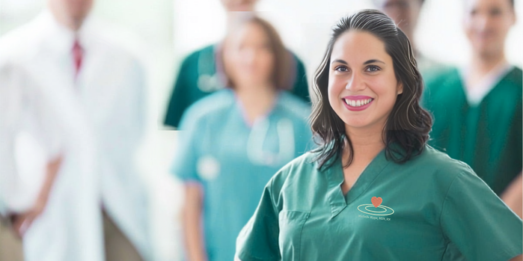 Michelle Rippe, MSN, RN, with a hospital care team